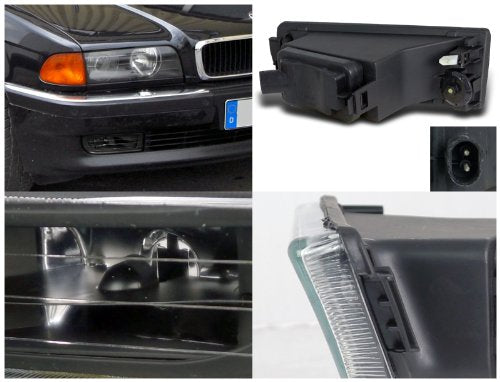 Black Housing Spec-D Tuning Clear Lens Fog Lights Compatible with BMW E38 7-Series 1995-2001 L+R Pair Assembly