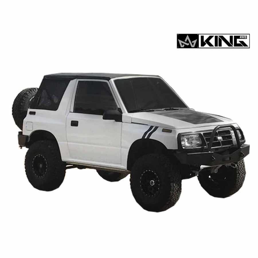 4WD King Premium Replacement Soft Top, Black Diamond with 31% Tinted Windows - Suitable for 1986-1994 Suzuki Sidekick and GEO Tracker - 24oz Marine Grade Waterproof UV Stable Two Layer Fabric
