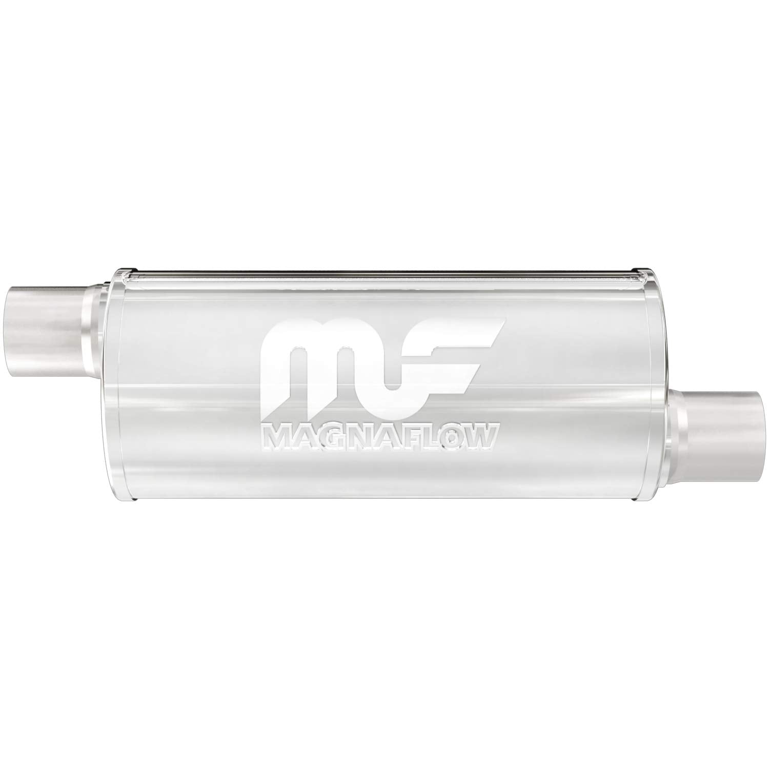 Performance MagnaFlow Exhaust Muffler 12634: 2"/2" Inlet/Outlet, 6x6x14" Round, Stainless Steel, Satin Finish