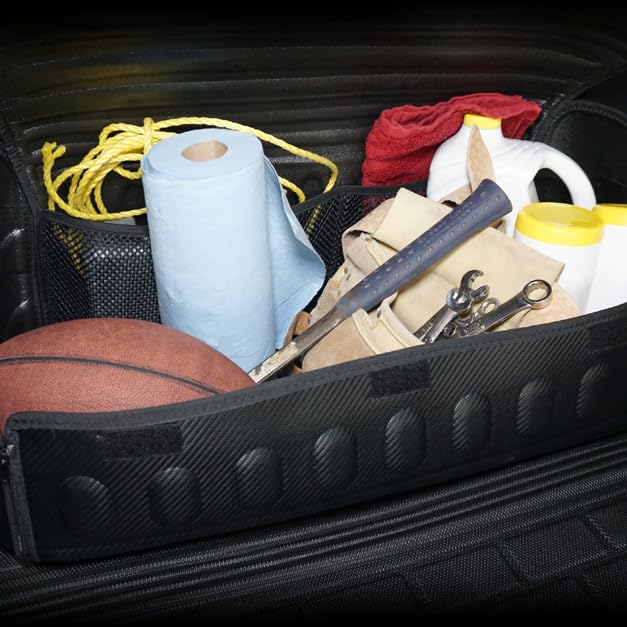 Handy Trunk Organizer 3D MAXpider with Lid (Black) - Large Capacity, Waterproof, Foldable, Compatible with SUV, Sedan, and Tools (Carbon Fiber, 27.5"x12"x12.5")