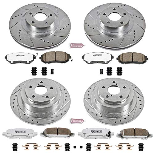 Power Stop K2748-26 Z26 Carbon Fiber Brake Pads Front and Rear with Drilled & Slotted Brake Rotors Kit For Subaru Baja 2004-2006 [Vehicle Specific]