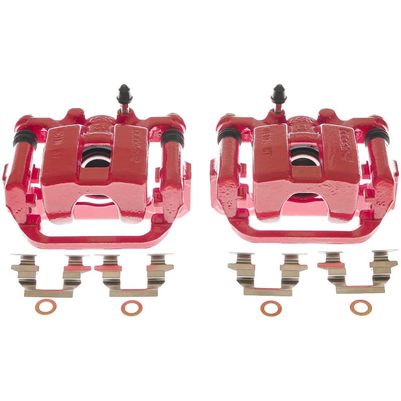 Power Stop Pair of High-Temp Red Powder Coated Rear Calipers For Nissan LEAF 2011-2024, Nissan Rogue 2014-2021, Nissan Rogue Sport 2017-2022 [Model Specific]