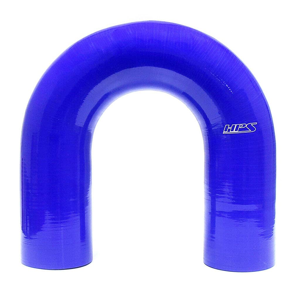 HPS Performance Silicone HTSEC180-175-BLUE High Temperature 4-Ply Reinforced 180 Degree U Bend Elbow Coupler Hose, 60 psi Maximum Pressure, 1-3/4" ID, Blue