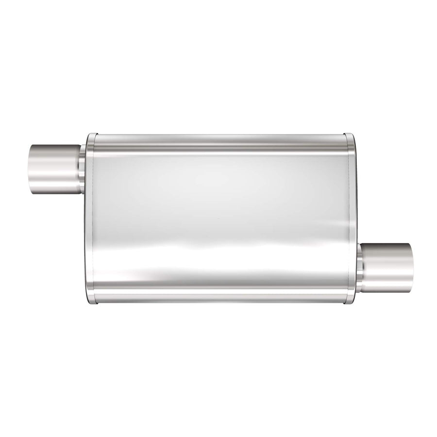 Performance MagnaFlow Exhaust Muffler 13264: 2"/2" Inlet/Outlet, 4x9x18" Oval, Stainless Steel, Satin Finish