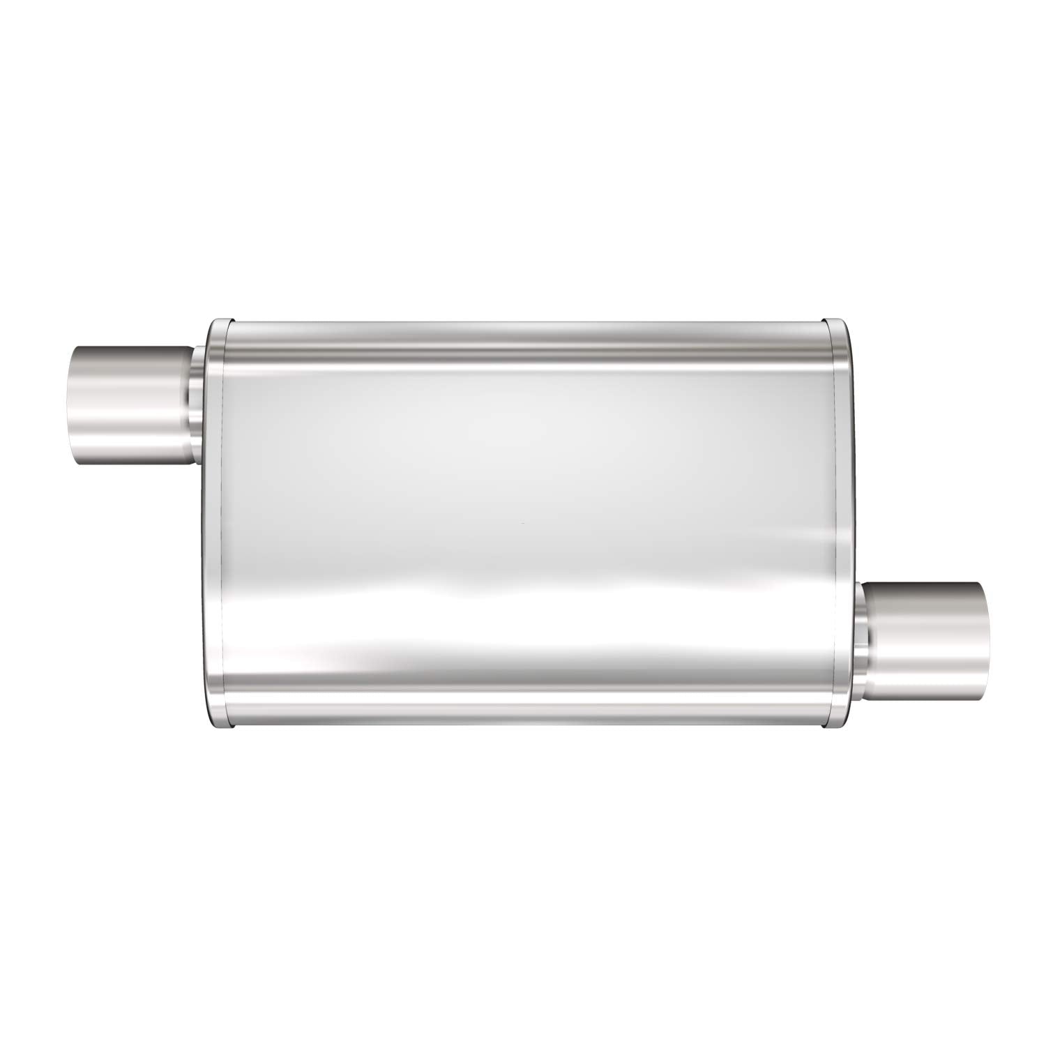 Performance MagnaFlow Exhaust Muffler 13236: 2.5"/2.5" Inlet/Outlet, 4x9x14" Oval, Stainless Steel, Satin Finish