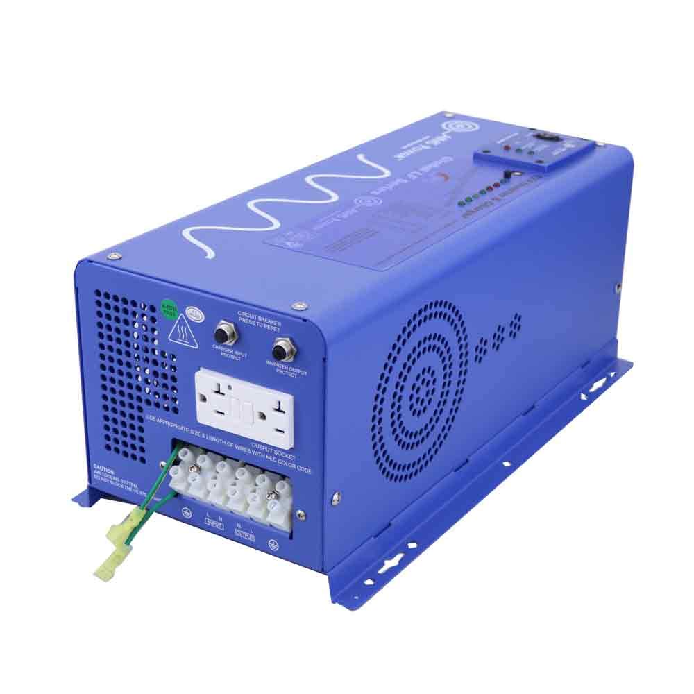 3000 Watt AIMS Power 12 VDC Pure Sine Inverter Charger 120 VAC Output 100A Charger 30A Transfer Switch PICOGLF30W12V120VR
