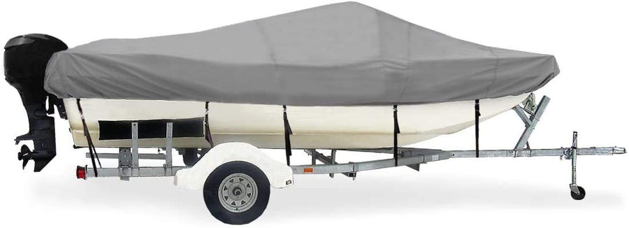 Trailerite Taylor Made Products Semi-Custom Boat Cover for Modified Tri-Hull Boats with Inboard/Outboard Motor, Gray (15'5" - 16'4" CL x 82" B)