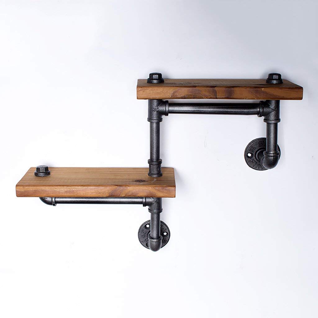 Vintage Iron YIMJ Coat Rack Water Pipe Wall Mount Art with Wood Board Shelf Vintage Bookshelf Kitchen Shelf, c