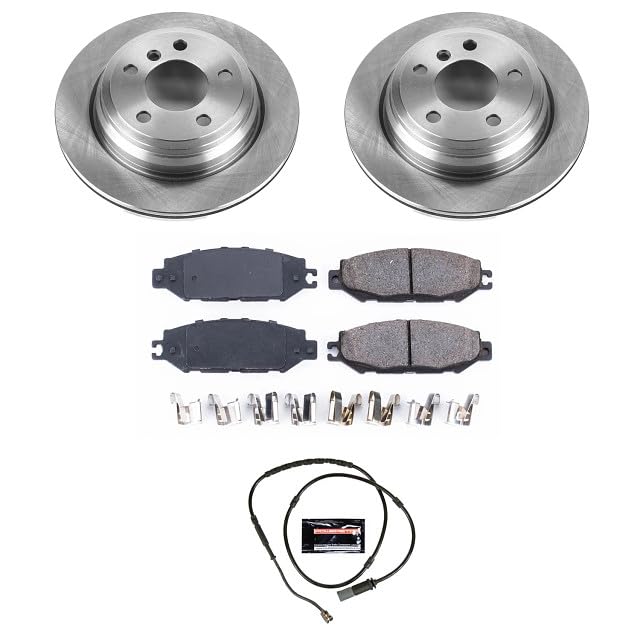 Power Stop Autospecialty KOE6852 Rear Replacement Brake Kit-OE Brake Rotors & Ceramic Brake Pads and 1 Rear Sensor Wire