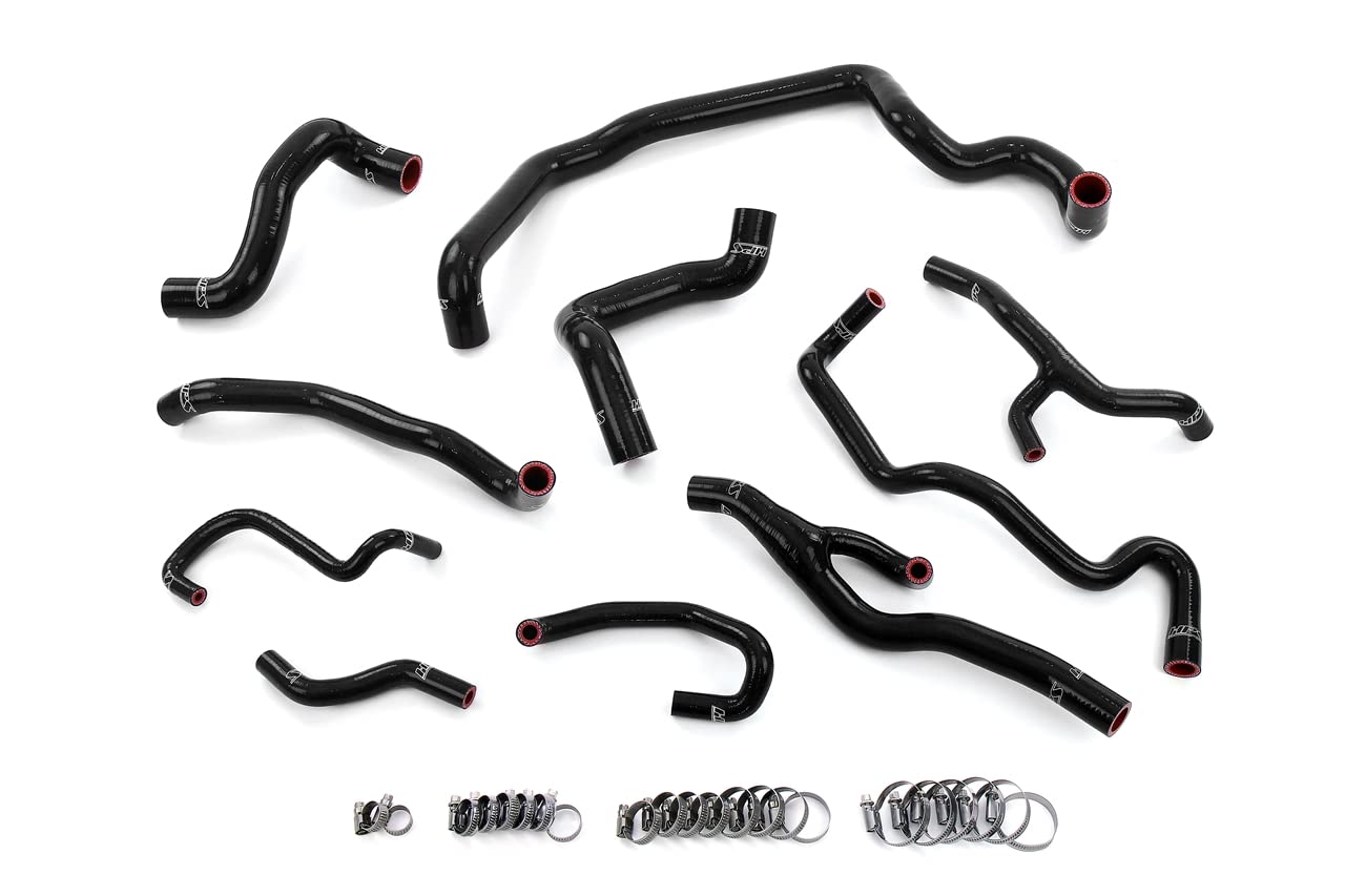 HPS Performance Black Silicone Radiator, Water Pump, Heater, Expansion Tank Coolant Hoses Compatible for 2011-2015 Mini Cooper 1.6L Turbo (N18) Auto Trans, 57-1998-BLK