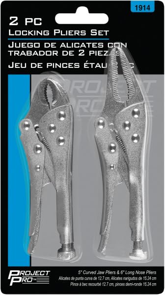 Pliers Set Performance Tool 1914 Heat Treated Alloy Steel - Includes 5-Inch Long Nose and 4-Inch Curved Jaw for Strength, Durability, and Precision