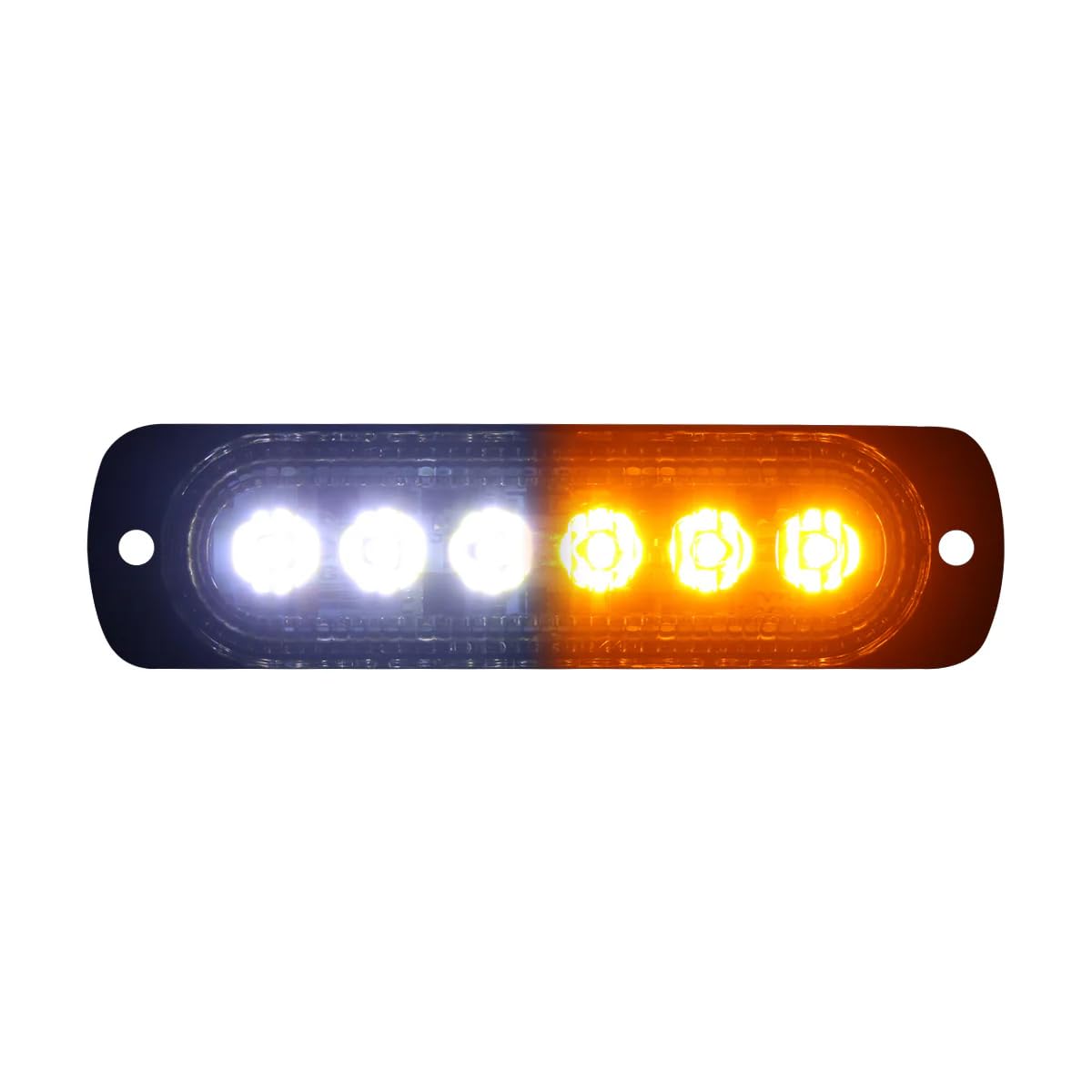 Race Sport 6-LED RS70016W-A Ultra Slim Flush Mount 19-Flash Pattern Marker Strobe Light (White/Amber)