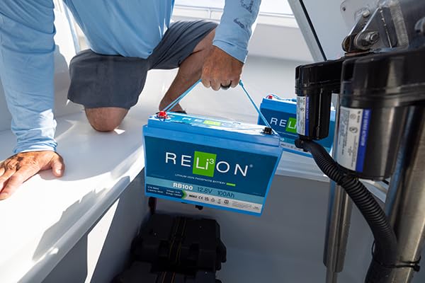 12v RELiON RB100 | 100Ah LifePO4 Lithium-ion Battery | Group 31 | 3500~5000 Cycles | Waterproof (IP67 Rating) | 10 Year Warranty | Perfect for Boat, Kayak, Trolling Motor, RV, Solar, Off Grid etc.