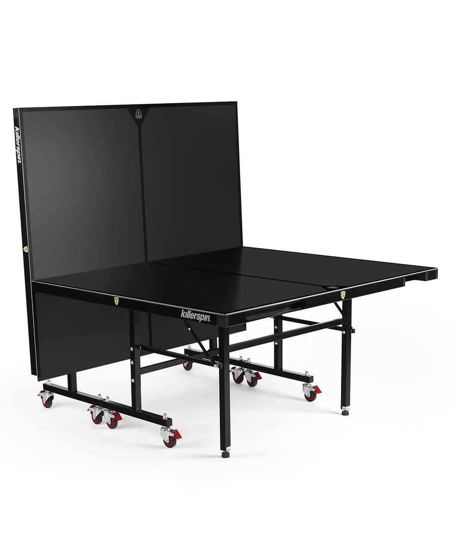 MyT10 BlackStorm Killerspin Ping Pong Table, Weather Resistant Outdoor Ping Pong Table with Storage Pockets and Serious Style, Black
