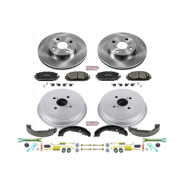 Power Stop Autospecialty KOE15249DK Front and Rear Replacement Brake Kit-OE Brake Drums & Ceramic Brake Pads For Toyota Yaris 2007-2014 [Model Specific]