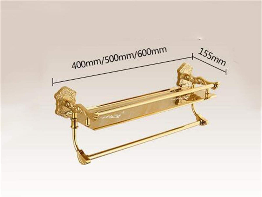 European Highgrade BTBT Carved Gold Racks Towel Bar Shelf Bathroom Wall Mounted Bathroom Shelf (Size : 40cm)