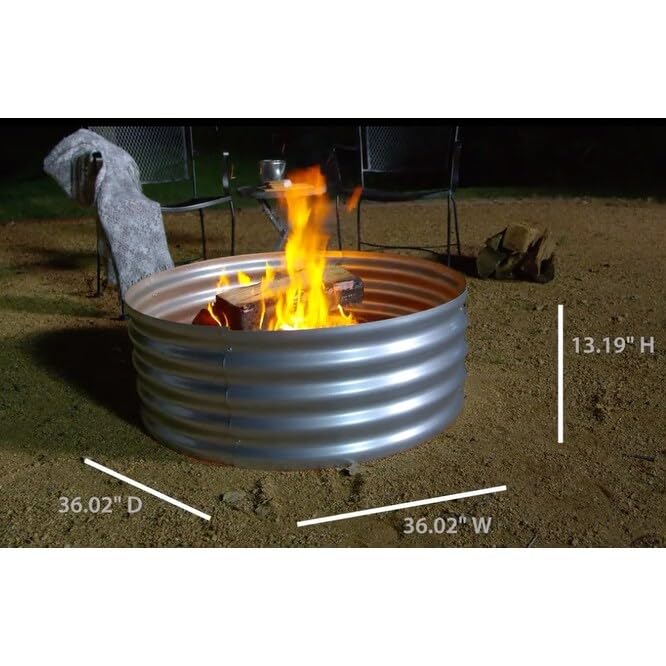 GHP Group Infinity Galvanized Pleasant Hearth OFW815FR fire Ring, Silver