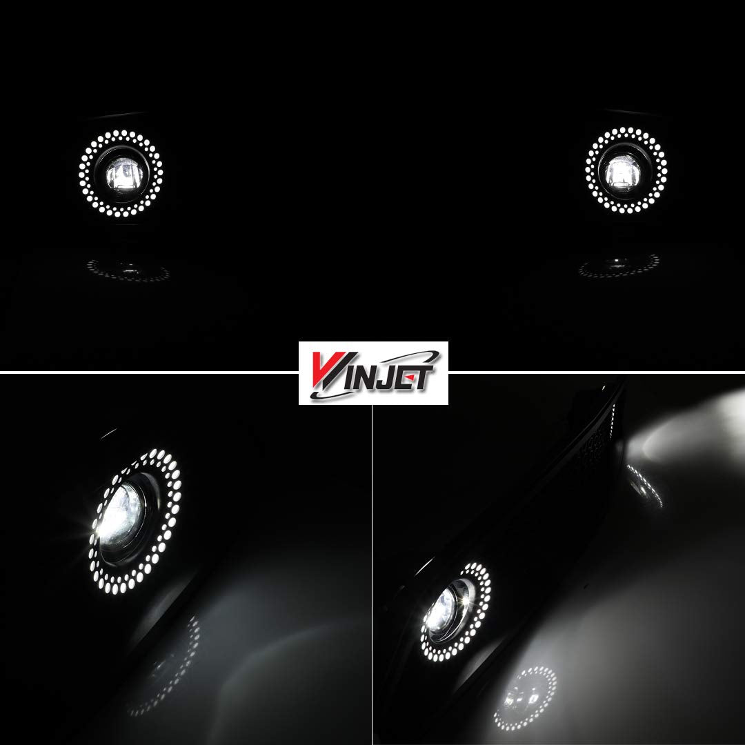 Halo Ring DRL Upper Grille Winjet Compatible with [2015 2016 2017 Ford Mustang S550] with LED Fog Lights