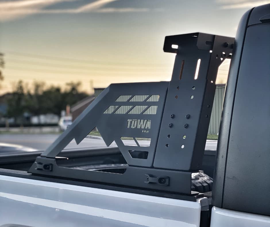 Moab Chase Rack TUWA Pro Height Adjustable for Full Size Truck, Carbon Steel Truck Roll Bar for Light Attachments and Accessories, Headache Rack, Ladder Rack, Cargo Carrier, Overland Rack, Black