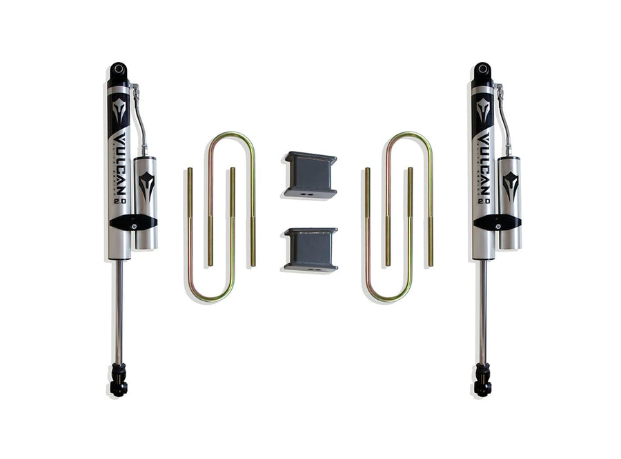 Part# 902140VR MAX TRAC SUSPENSION'S is A Rear Box KIT Including 4" Lift Blocks, U-Bolts & A Pair of Vulcan Series Reservoir Shocks