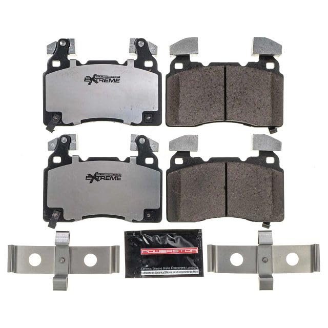Power Stop Z26-1474A Carbon-Fiber Ceramic Front Brake Pads For Cadilac CT6 CTS ELR | Chevy Camaro Corvette SS | Tesla S, X [Application Specific]