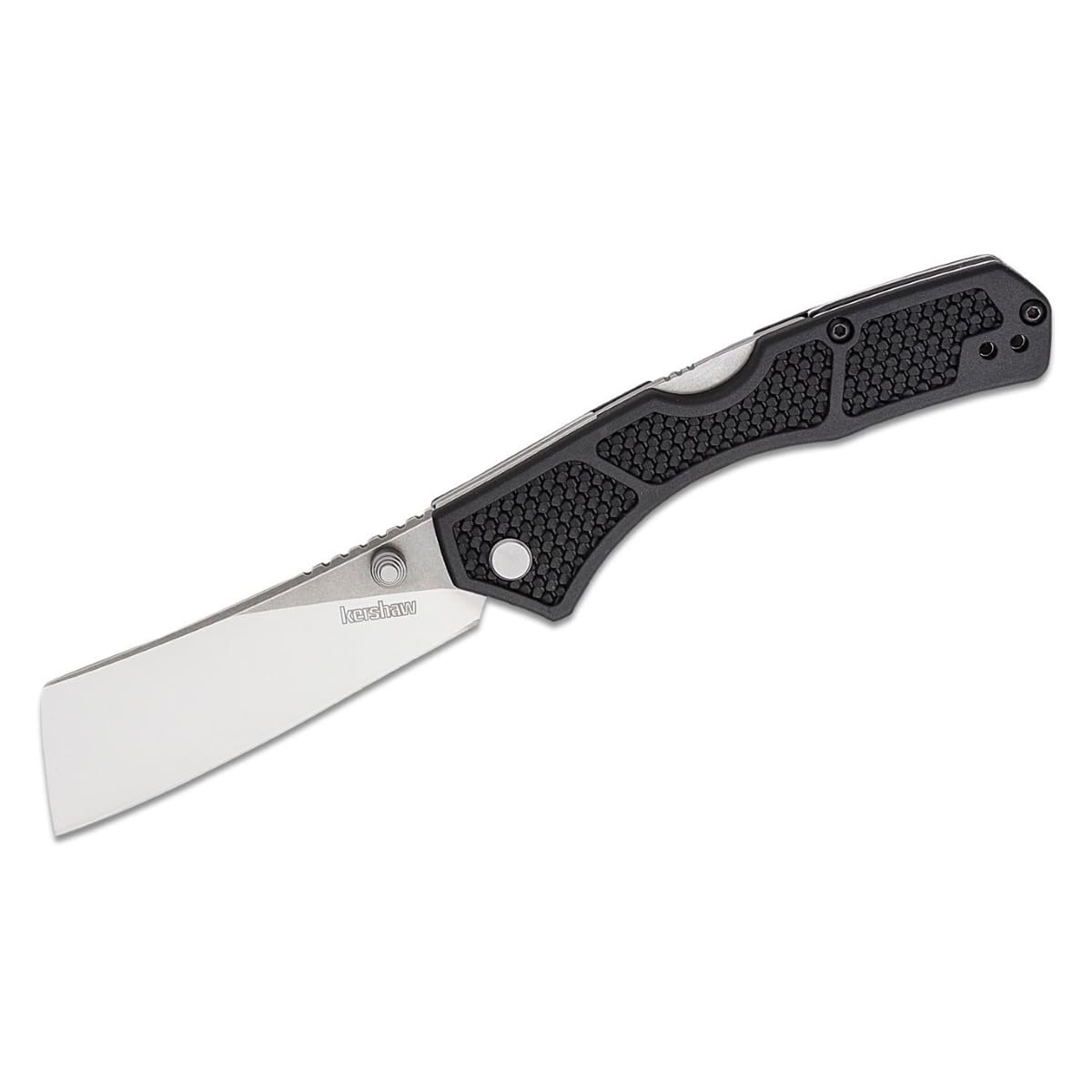 Kershaw Pocket Knife Hatch, Black and Gray Design, 3.15 Inch Steel Cleaver, EDC with Manual Opening, Reversible Deep Carry, Everyday Carry Pocket Knife for Men and Women