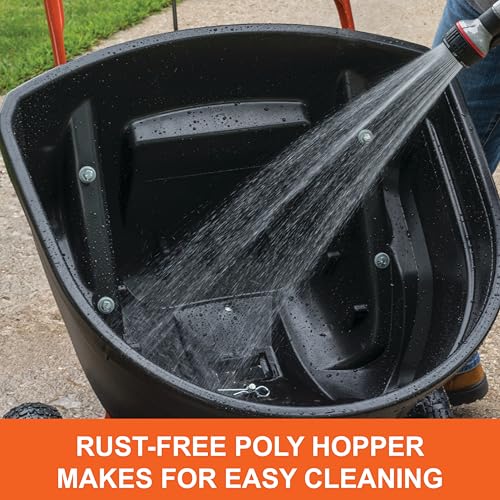 Push Agri-Fab 45-0614 130 lb. Lawn & Garden Broadcast Spreader for Seed,Fertilizer,Salt,Ice Melt; Walk Behind with Easy to use Flow Control Lever