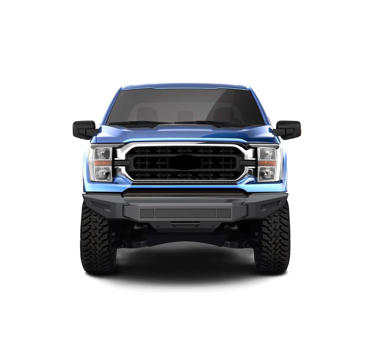 Heavy Duty Black Horse Armour II Modular Front Bumper Matte Black Compatible with 2021-2023 Ford F-150-AFB-F121-BU
