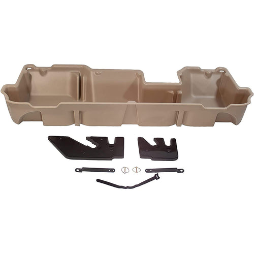 Du Ha Under Seat Storage | Tan Heavy-Duty Back Seat Organizer fits 2019-2026 Ram 1500 Crew Cab New Body Style, Includes 2-Piece Dividers | 30101