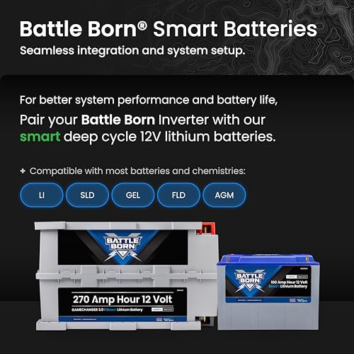 2000W Battle Born Inverter - Pure Sine Wave AC Power with High Surge Capability - Built for RV, Marine, Solar, & Off-Grid Power Systems