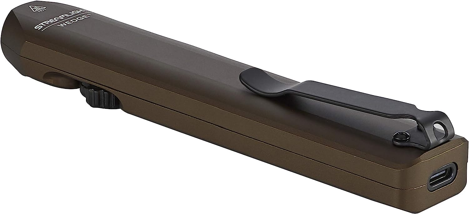 Wedge Streamlight 1,000-Lumen Max 300-Lumen Standard 1,200-Candela Flat Everyday Carry Flashlight, Includes USB-C Cable and Lanyard, Coyote