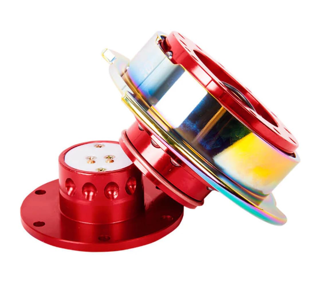 NRG Innovations Gen 2.5 NRG-SRK-250RD-MC Race Steering Wheel Quick Release Kit Adapter Red Body/Neo Chrome Ring, 6x70 and 6x74mm Bolt Patterns