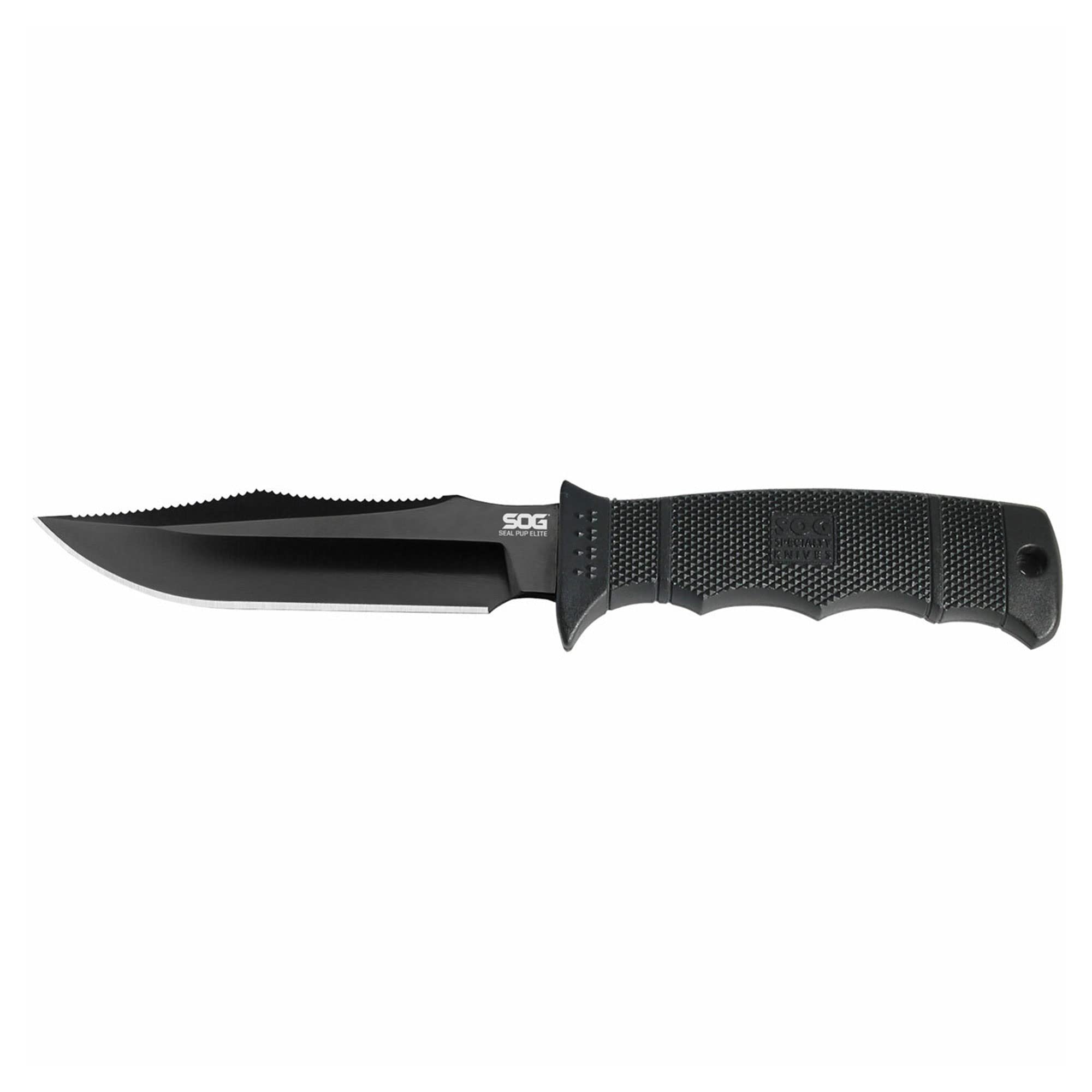 SEAL Pup Elite Survival Knife - SOG Fixed Blade Knives with Sheath, Hunting Knife w/ 4.85 Inch AUS-8 Bowie Knife Blade for a Tactical Knife (E37SN-CP)