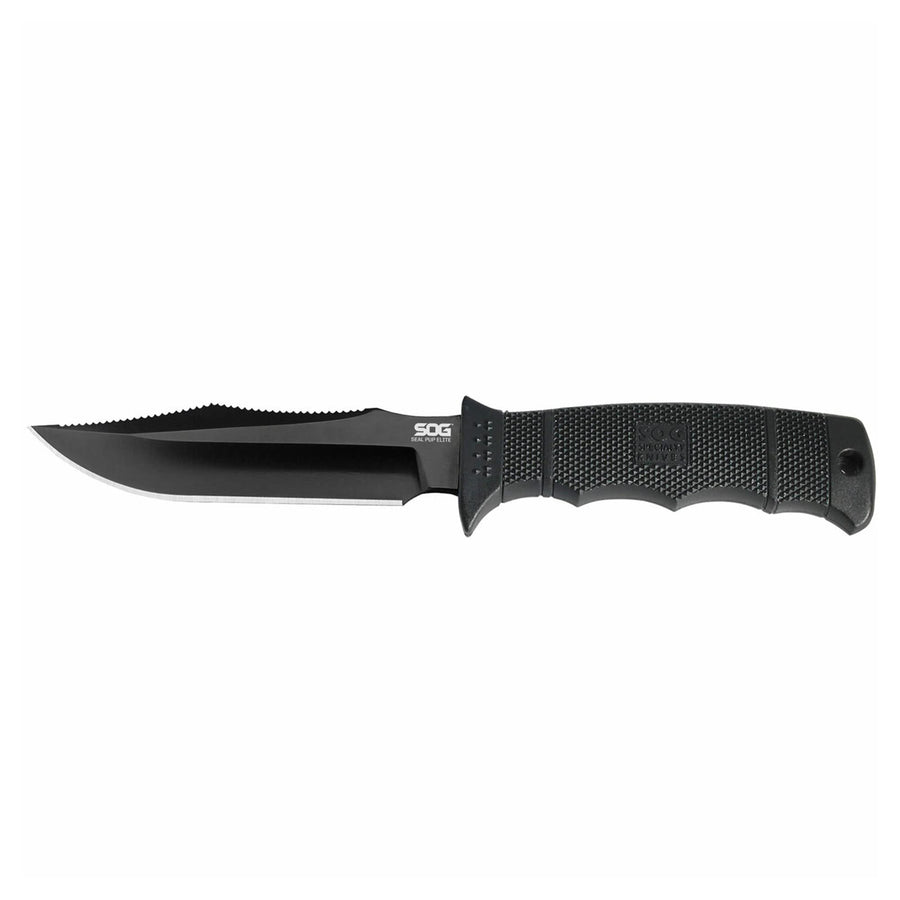 SEAL Pup Elite Survival Knife - SOG Fixed Blade Knives with Sheath, Hunting Knife w/ 4.85 Inch AUS-8 Bowie Knife Blade for a Tactical Knife (E37SN-CP)