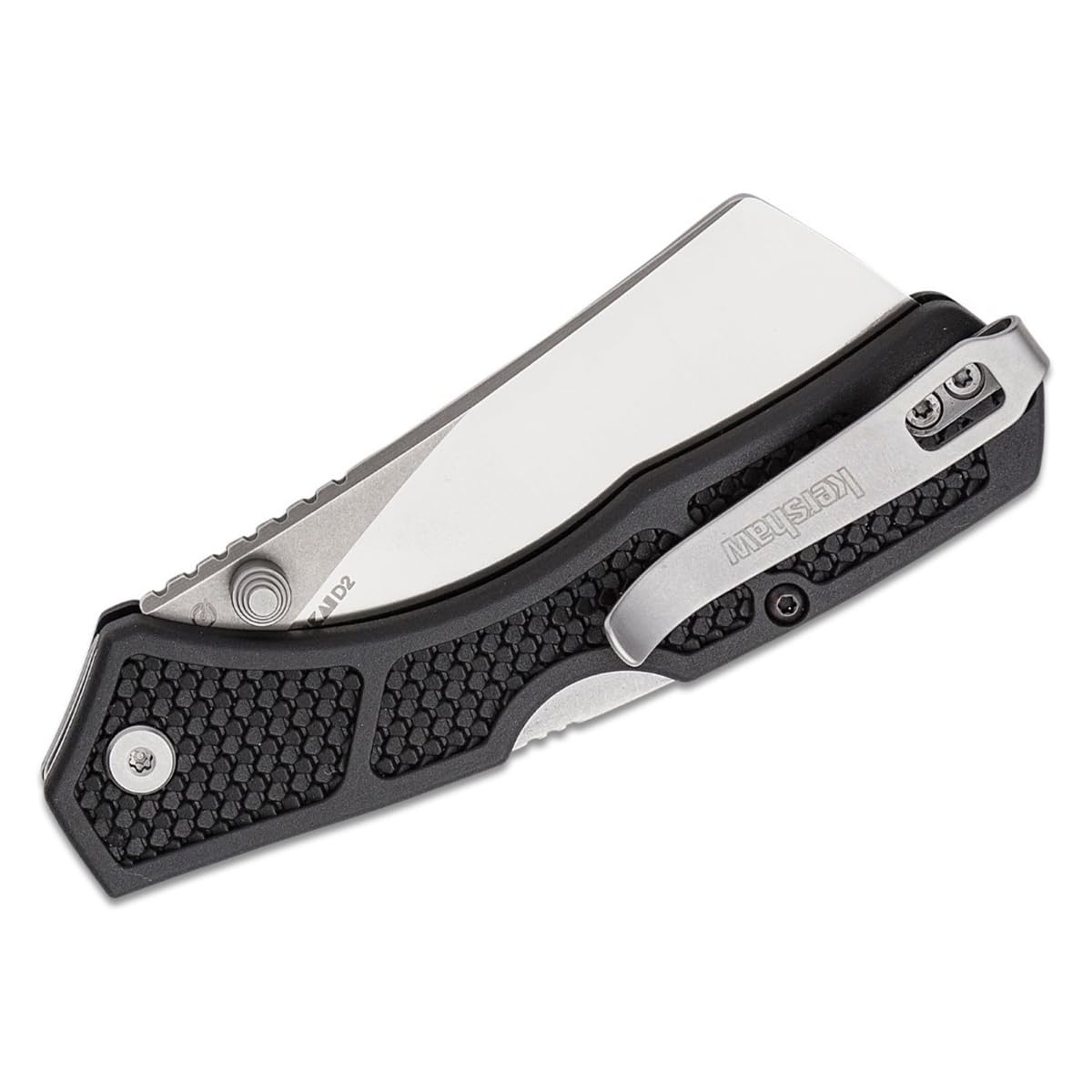 Kershaw Pocket Knife Hatch, Black and Gray Design, 3.15 Inch Steel Cleaver, EDC with Manual Opening, Reversible Deep Carry, Everyday Carry Pocket Knife for Men and Women
