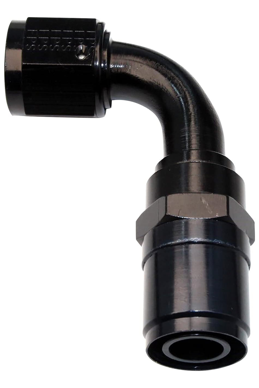 FRAGOLA Hose End Fitting, Crimp-On, 90 Degree, 10 an Hose Crimp to 10 an Female, Aluminum, Black Anodize, Each