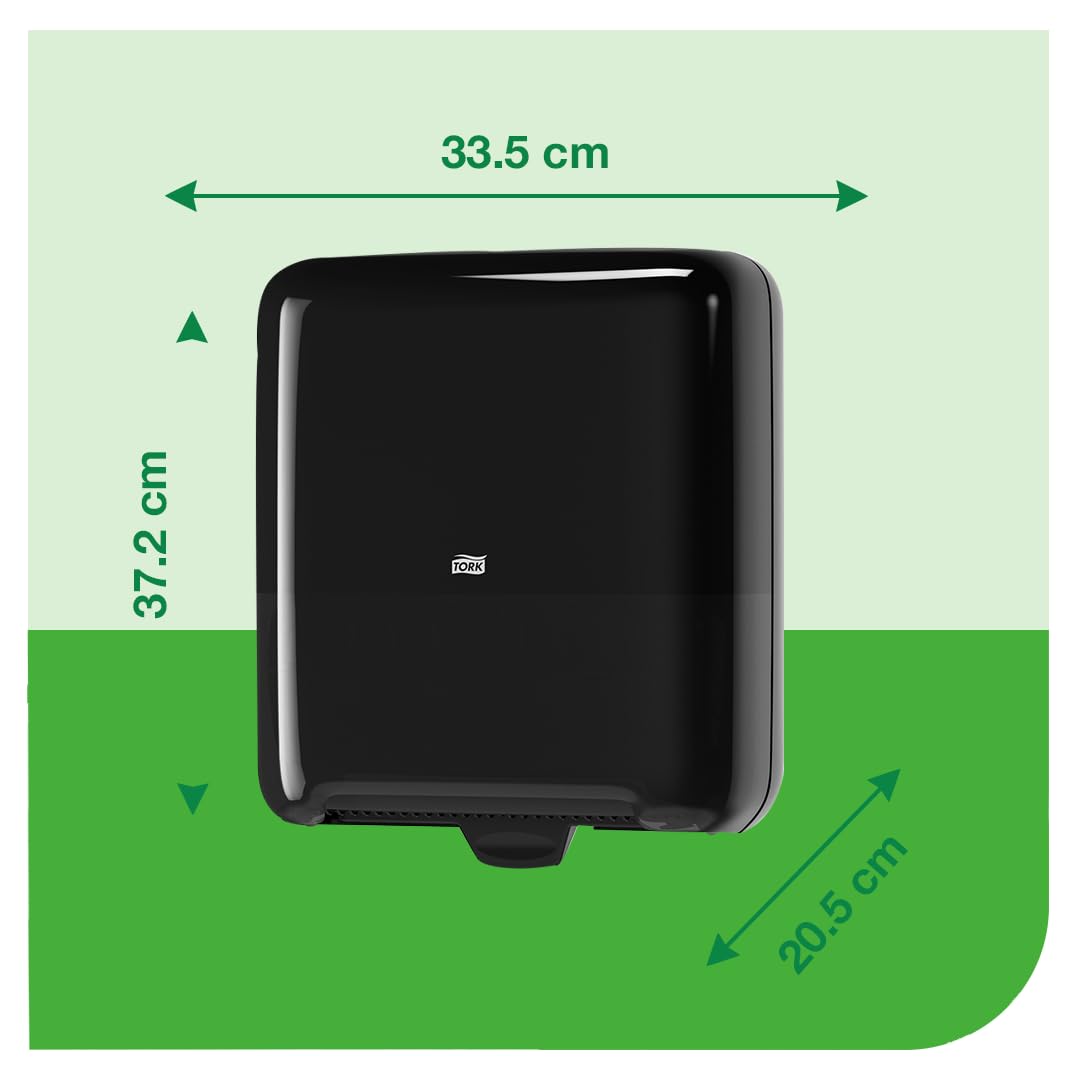 Tork Matic Paper Towel Dispenser, Elevation Design 5510282 - Paper Hand Towel Dispenser H1, One-at-a-Time dispensing with Refill Level Indicator, Black