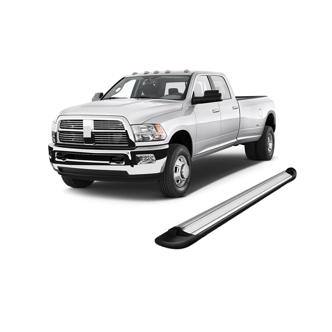 Transporter Running Boards Black Horse Silver Compatible with 10 Dodge Ram 2500/3500|2011-2024 Ram 3500 Mega Cab(Excl. Chassis Cab Diesel Models)-TR-R191S