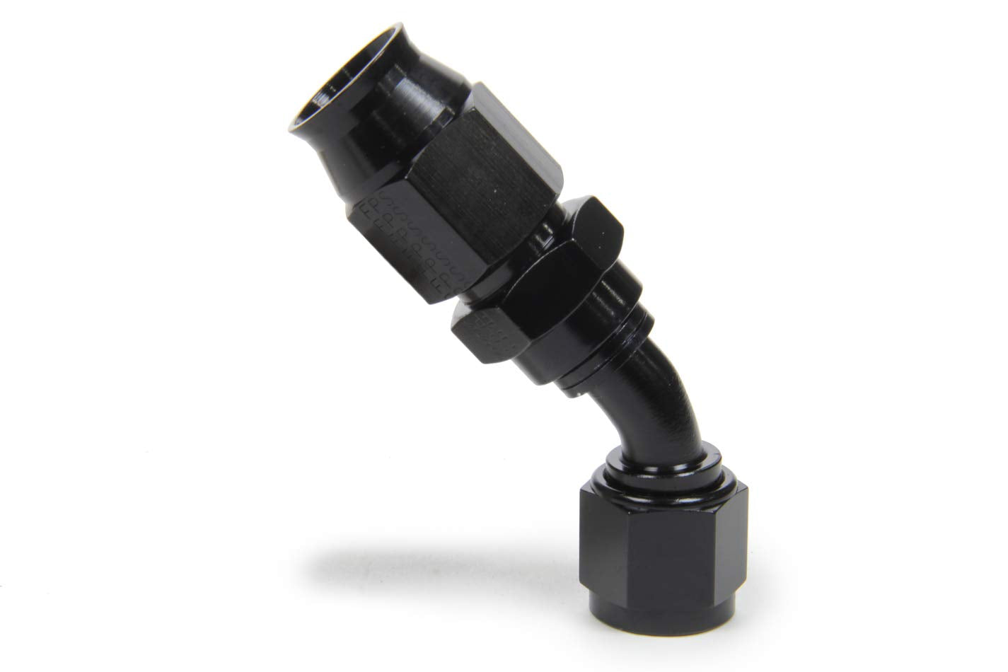Fragola Fitting, 45 Degree, Race-Rite, PTFE Hose, 8 an Female to 8 an Hose End, Swivel, Aluminum, Black, Each