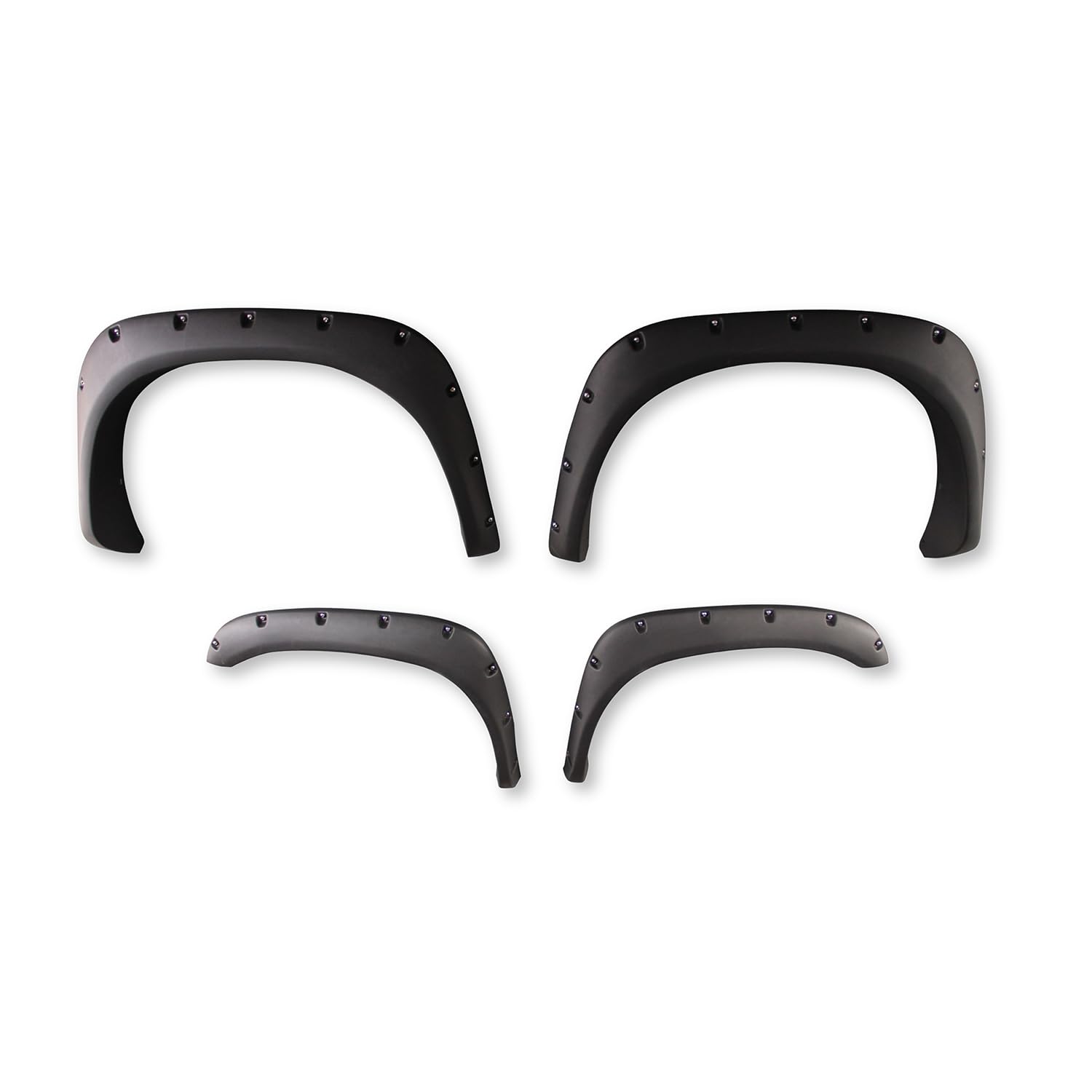 Fender Flares TrailFX Fits Dodge Ram 1500 2002-2008 Pocket Style Black Smooth Paintable Polypropylene, Set of 4 with Stainless and Black Steel Rivets TrailFX TFD3001S
