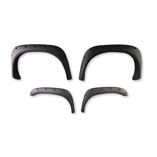 Fender Flares TrailFX Fits Dodge Ram 1500 2002-2008 Pocket Style Black Smooth Paintable Polypropylene, Set of 4 with Stainless and Black Steel Rivets TrailFX TFD3001S