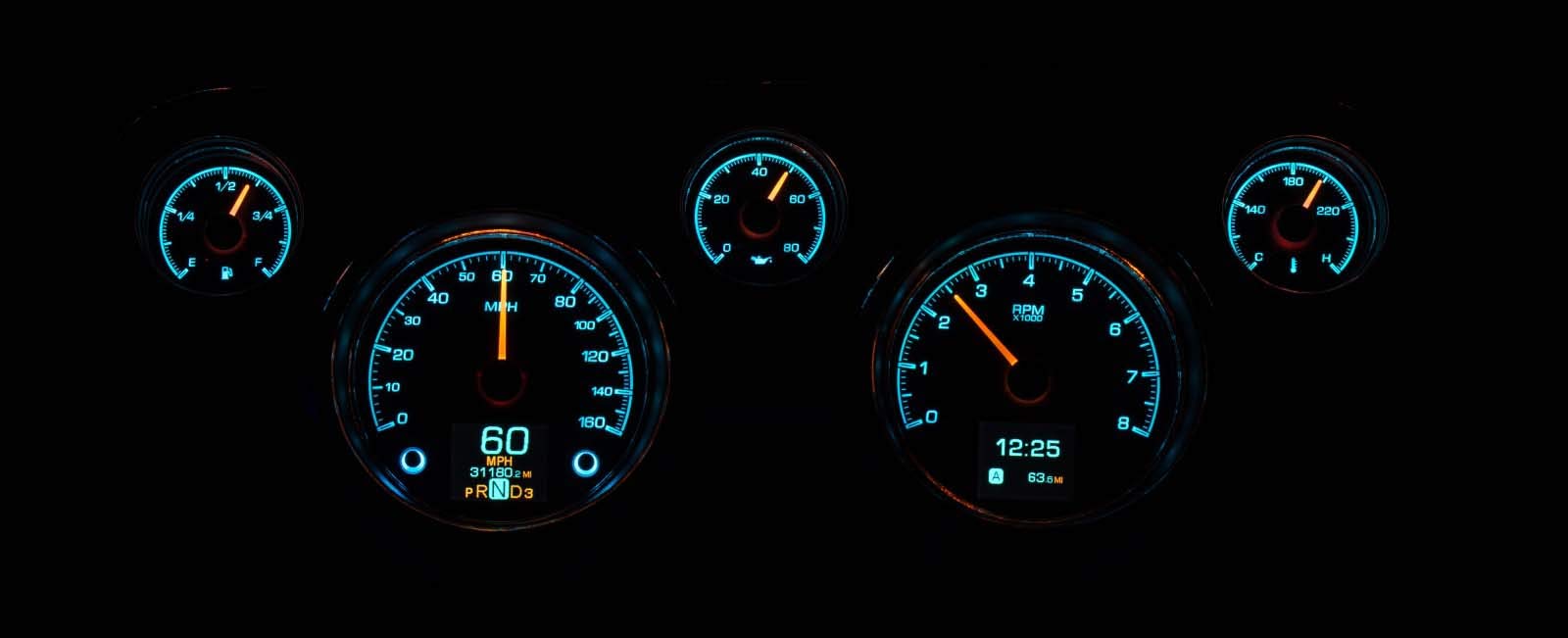 Customizable Dakota Digital Gauges Kit 67 68 Ford Mustang Silver HDX-67F-MUS-S