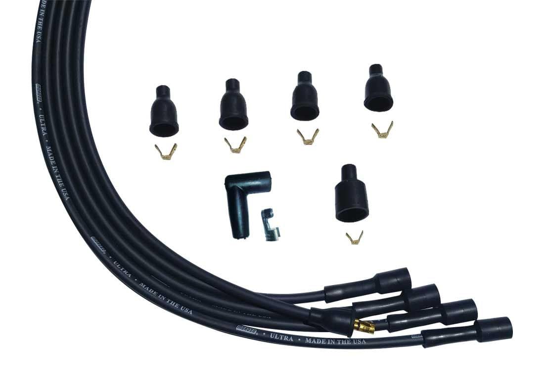 Moroso Ultra Series 51004 Universal 4 Cylinder Black Spark Plug Wires, Straight Plug Ends, Non HEI Distributor