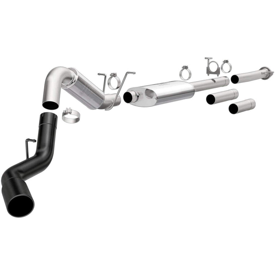 Cat-Back MagnaFlow Performance Exhaust System 19376 - Street Series, Stainless Steel 4in Main Piping, Single Passenger Side Rear Exit, Black Coated 5in Exhaust Tip - Truck Performance Exhaust Kit