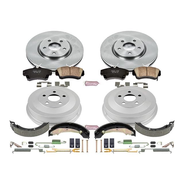 Power Stop Autospecialty KOE15233DK Front and Rear Replacement Brake Kit-OE Brake Drums & Ceramic Brake Pads For Chrysler PT Cruiser 2004-2005 [Model Specific]