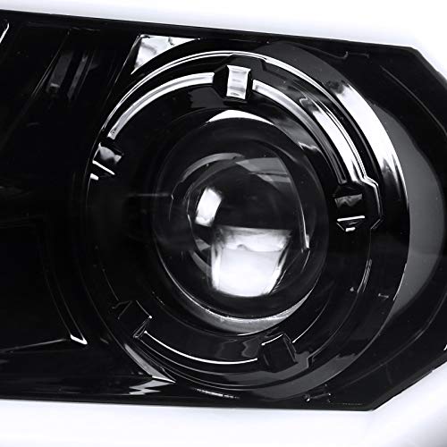 Jet Black LED Light Bar Projector Headlights SPEC-D TUNING Compatible with 2012-2015 Toyota Tacoma, Left + Right Pair Headlamps Assembly