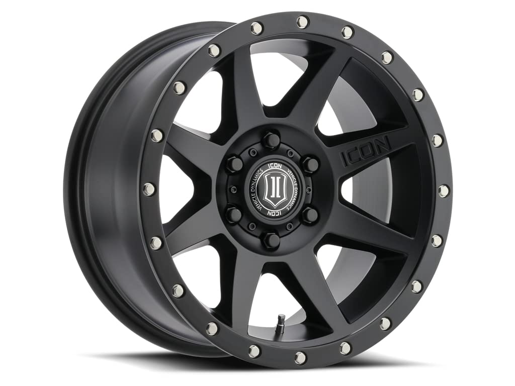 Satin Black ICON Alloys Rebound, 17 x 8.5/6 x 5.5, 0mm Offset, 4.75" BS, 1817858347SB