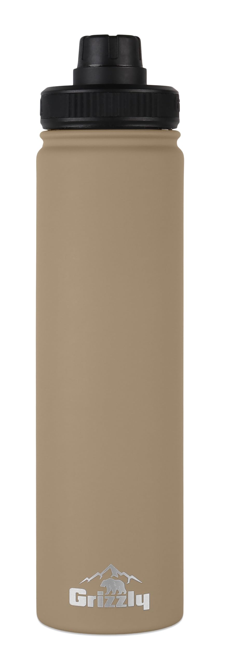 20oz Grizzly Water Bottle | Vacuum Insulated | Leak Resistant Lid | Stainless Steel | For Gym Hiking Beach Camping Sports | Desert Sand