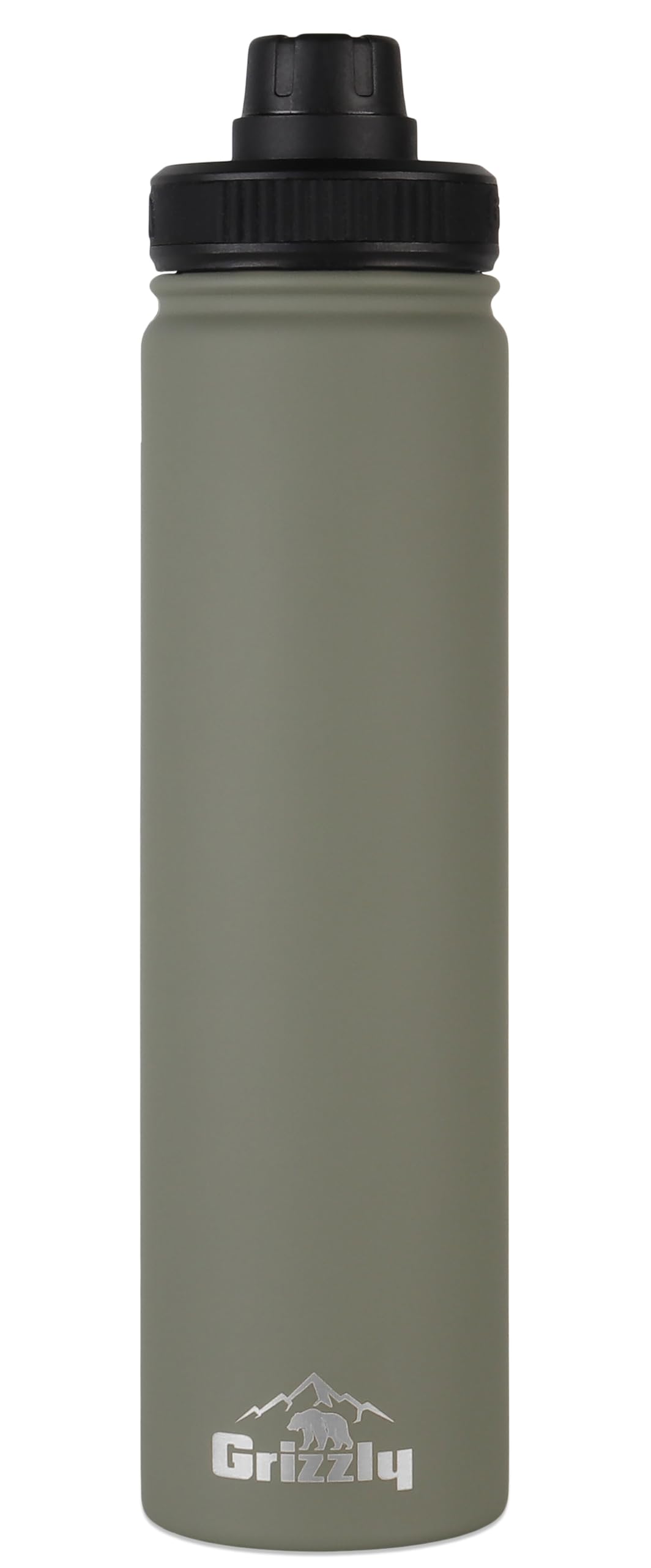 20oz Grizzly Water Bottle | Vacuum Insulated | Leak Resistant Lid | Stainless Steel | For Gym Hiking Beach Camping Sports | Lunar Green