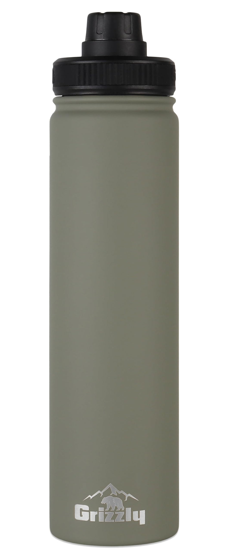 20oz Grizzly Water Bottle | Vacuum Insulated | Leak Resistant Lid | Stainless Steel | For Gym Hiking Beach Camping Sports | Lunar Green